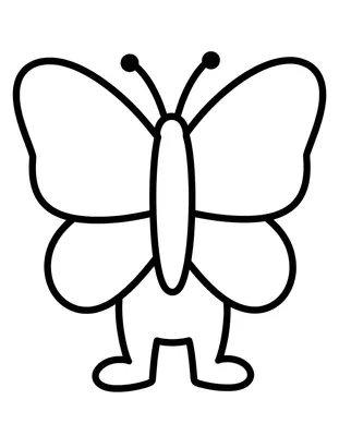 Fargeleggingsark med en stor sommerfugl med mønstrede vinger som hviler på en blomst, tegnet med tykke, enkle linjer.